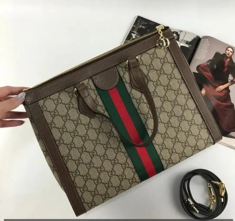 Gucci GG Ophidia Supreme Signature Tote Bag With Double OG Magnetic Box & Dust Bag (Brown-816) - Image 3