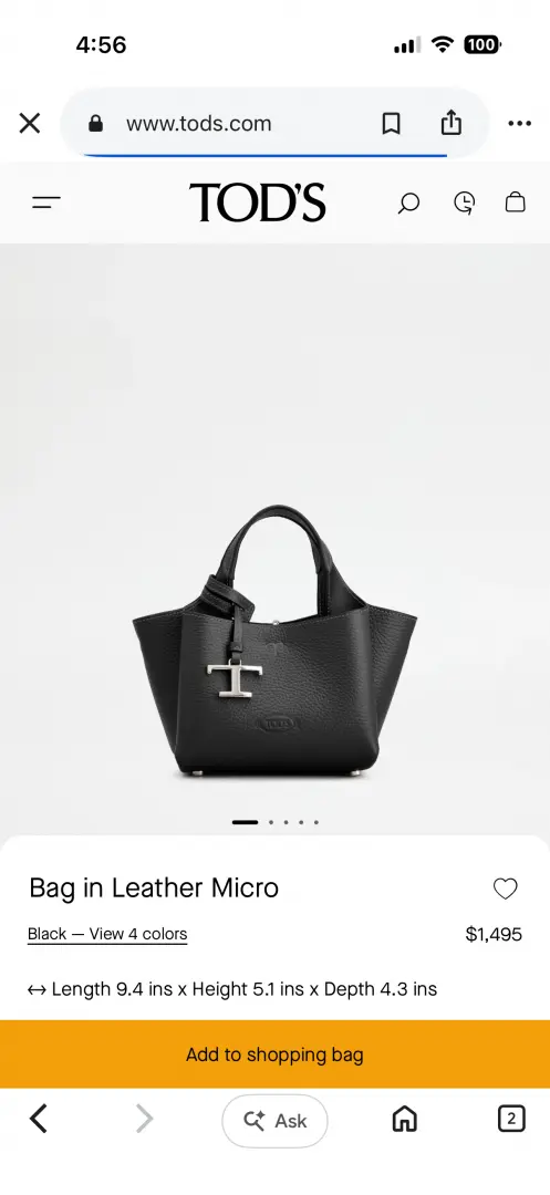 Todds Micro Leather Handbag With Originalbox & DustCover