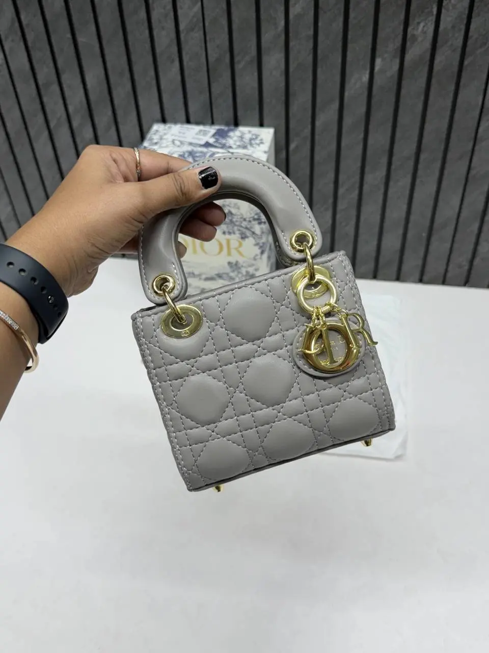 Dior 662 Lady Dioor Nano Gray With Original Box Packing - Image 3