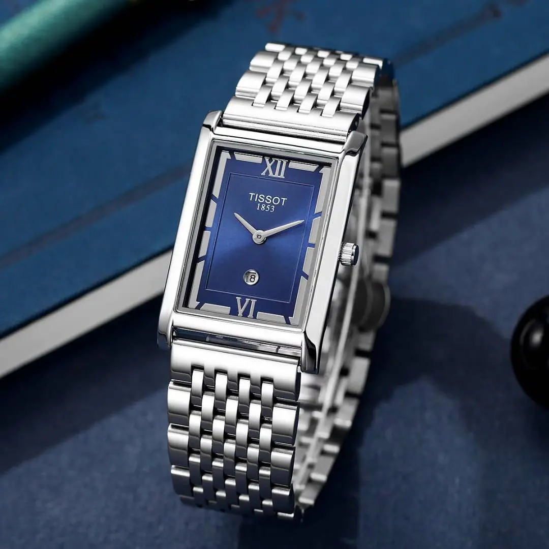 Tissot 1853 T-Classic Heritage Rectangular Style Silver-Blue