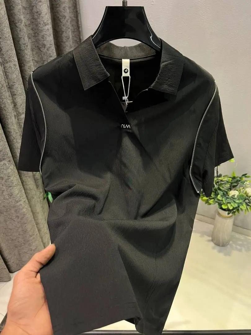 KOREAN IMPORTED HIGH DEMAND ARTICLE POLO T-SHIRT BLACK - Image 2