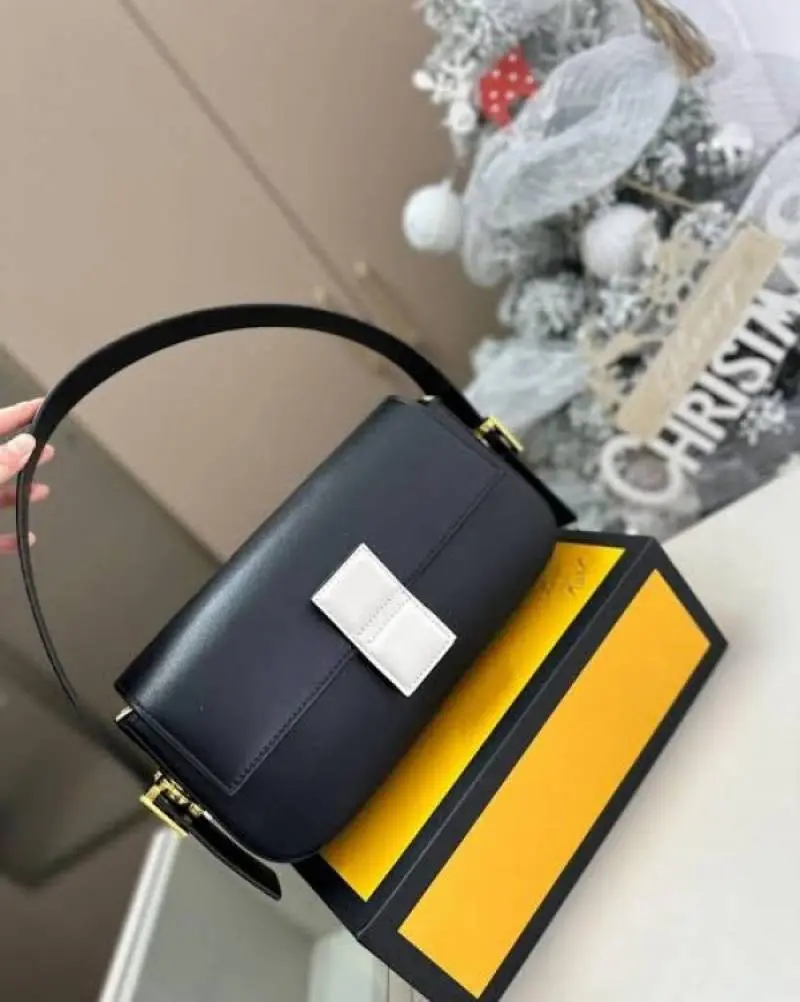 Fendy927 Baguette Twist Premium Shoulder Crossbody Bag With OG Box & Dust Bag & 2 Belts (Black - 927) - Image 3