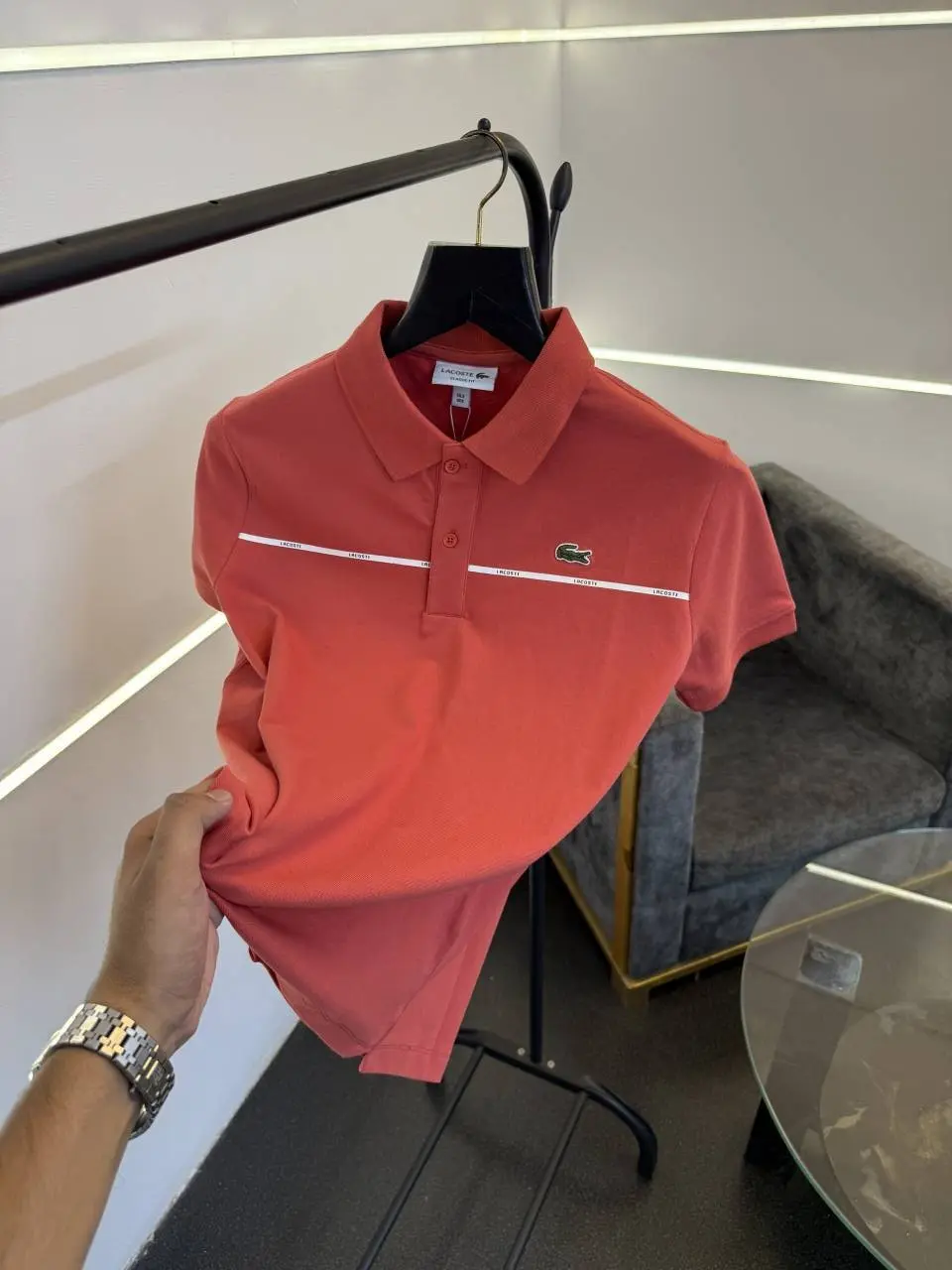 Lacoste luxury imported polo tshirt dark pink - Image 2