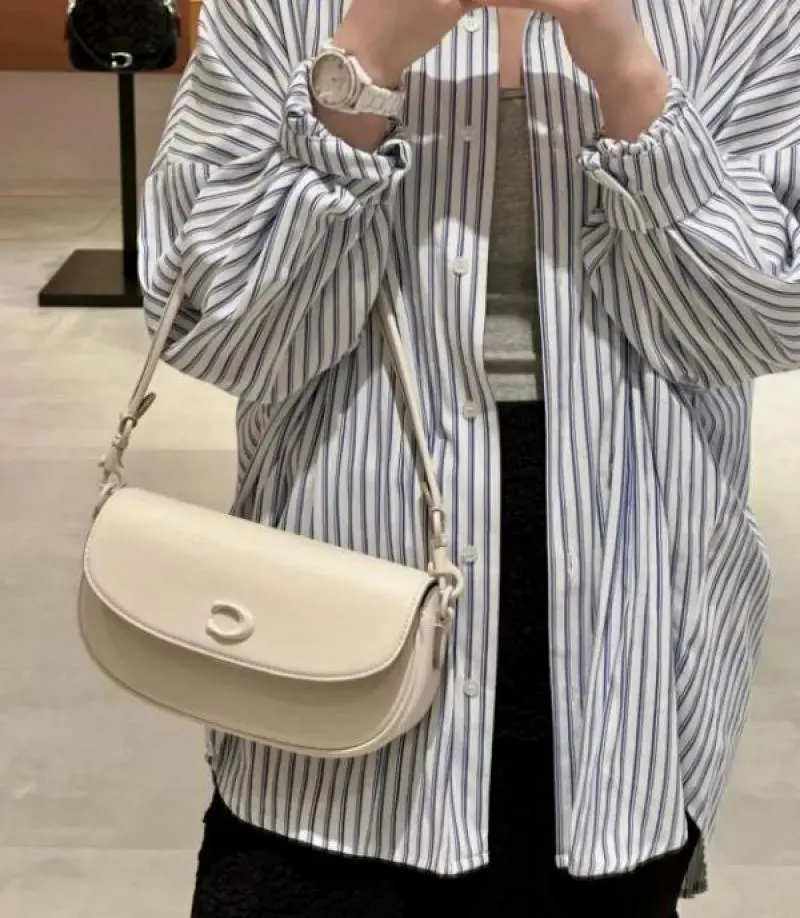 Coach1005 Emmy Saddle Premium Crossbody Shoulder Bag With OG Double Box & Dust Bag (White - 1005)