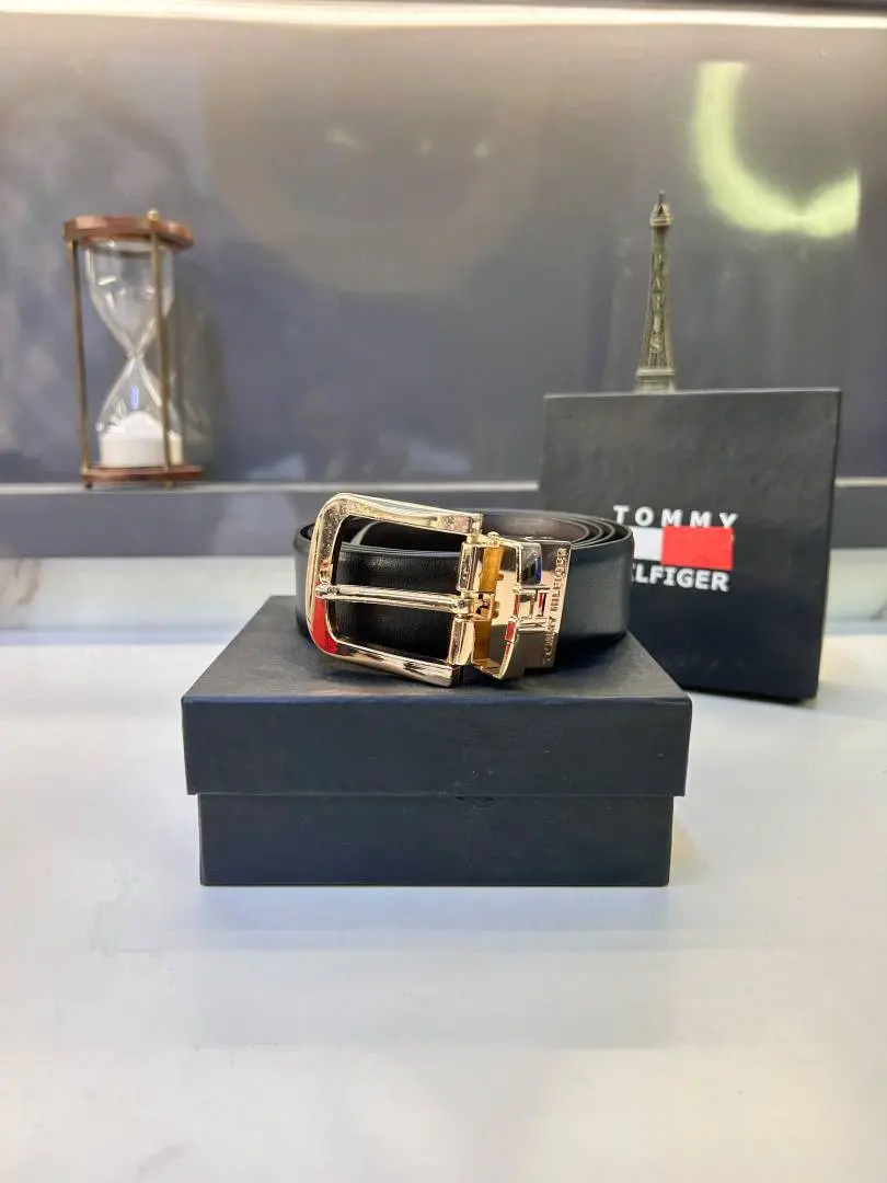 Tommy Hilgi Gold Glossy Reversible Belt Fa 843 - Image 2