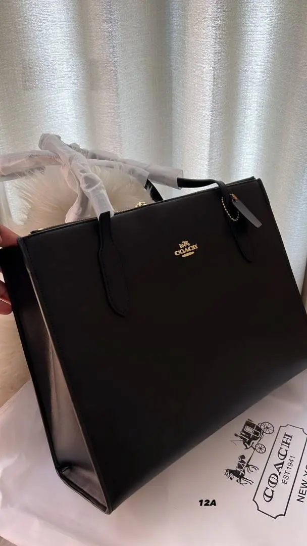 Coach Nina Carryall Premium Tote Bag With OG Box & Dust Bag (Black-808) - Image 7