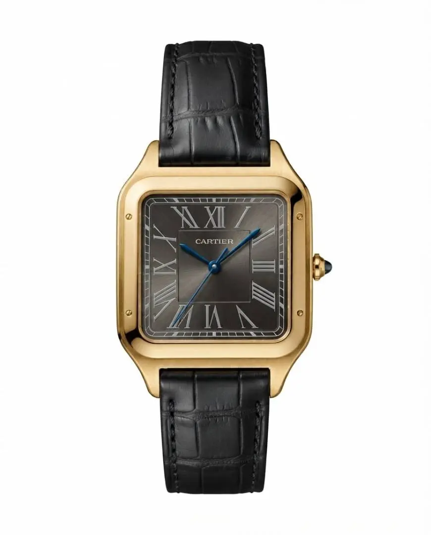 Cartier Santos Dumont Square Gold Black Dial
