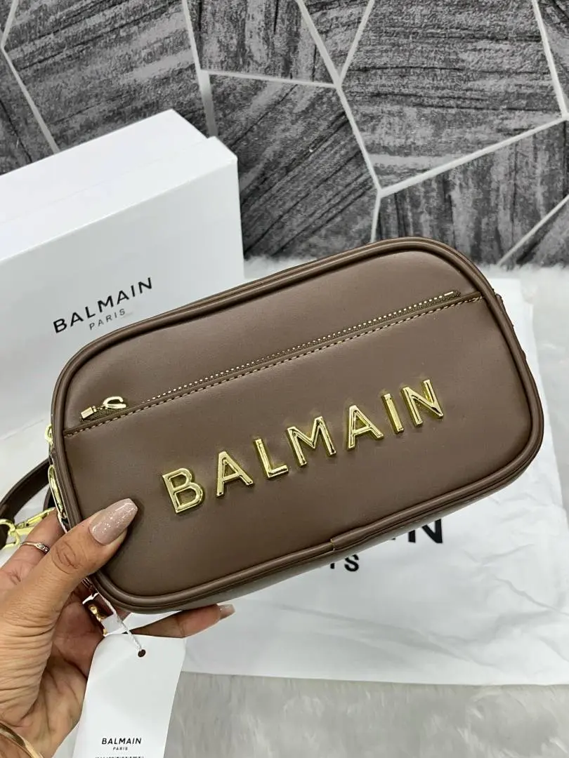 Balmain Brown Monogram Camera Crossbody Bag Unisex With OriginalBox - Image 3