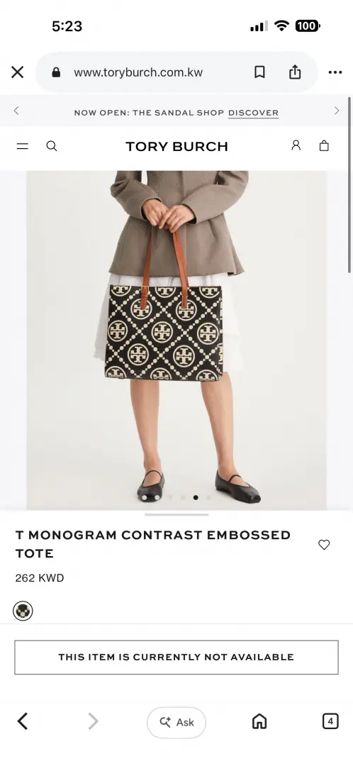 Tory Burch (No Rtrn) T Monogram Contrast Embossed Tote With OriginalBox & DustCover - Image 5