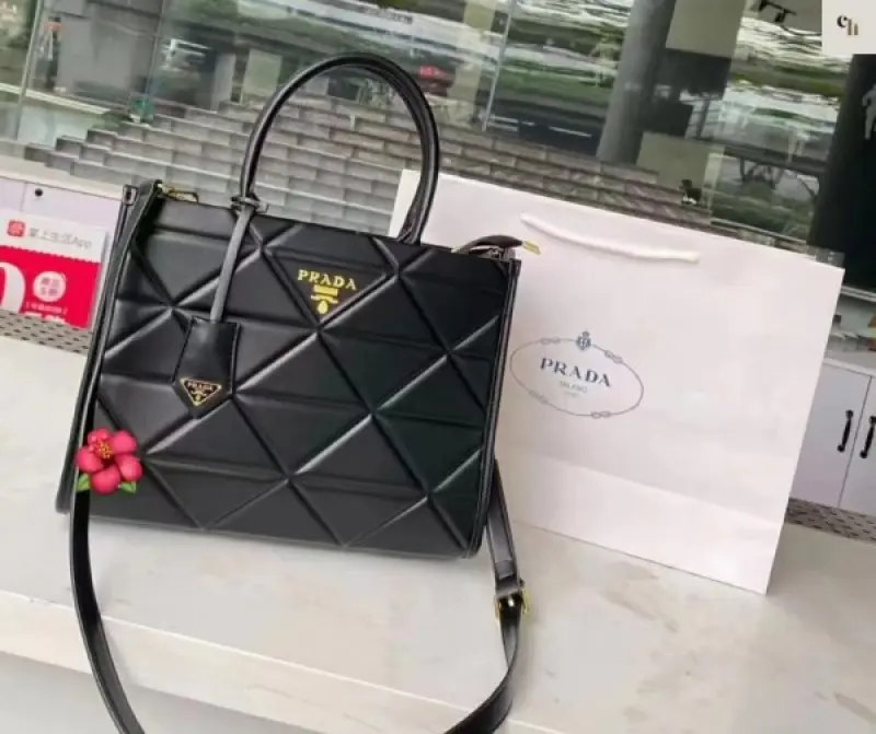 Prada Leather Symbole Tote Bag With OG Box & Dust Bag (Black-890) - Image 6
