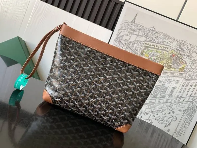 Goyard Black-Brown Conti Unisex Pouch With DustCover