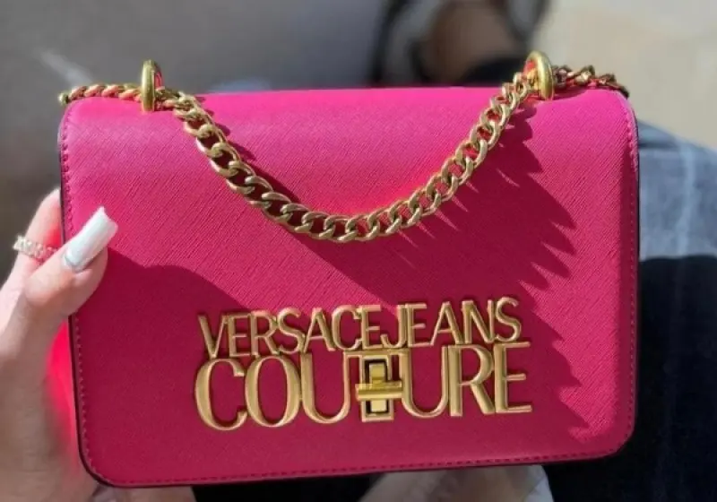 Versace Jeans Couture Saffiano Lock Crossbody Bag With OG Gift Box & Dust Bag (Pink - 526) - Image 7