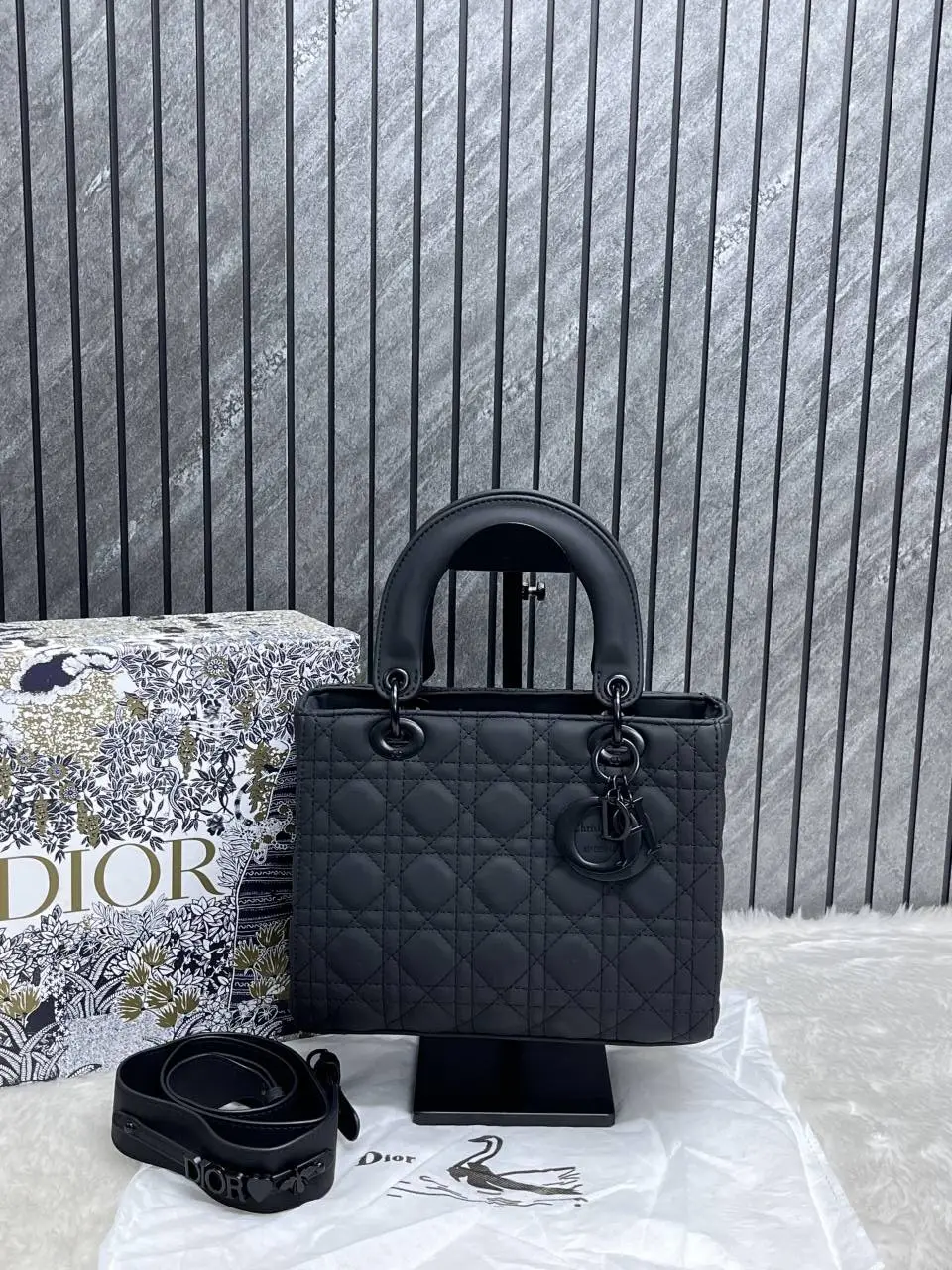 Dior 6099-1 Lady Matte Black Large Size With Original Box & DustCover - Image 3