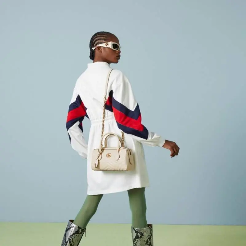 Gucci 746319 Marmont Top Handle Speedy Premium Bag With OG Box & Dust Bag & Carry Bag & Accessories (White-903) - Image 3