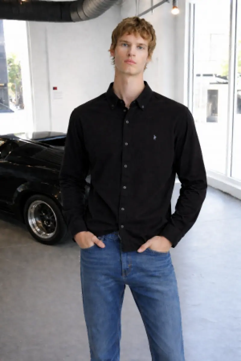 Ralph LAUREN P-OLO IMPORTED STORE ARTICLE SHIRT BLACK AND GREY