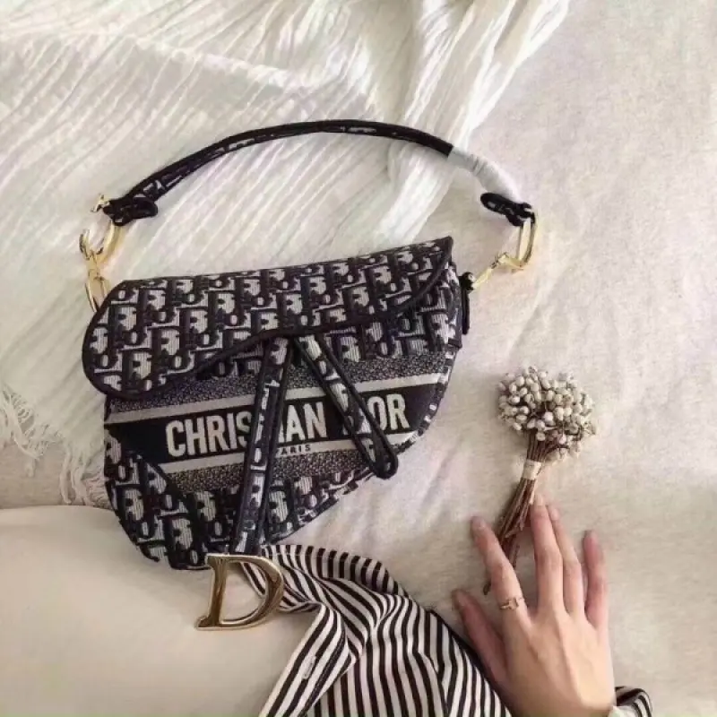 Dior Saddle Bag Oblique Embroidery With OG Box & Dust Bag (Black D-128) - Image 4