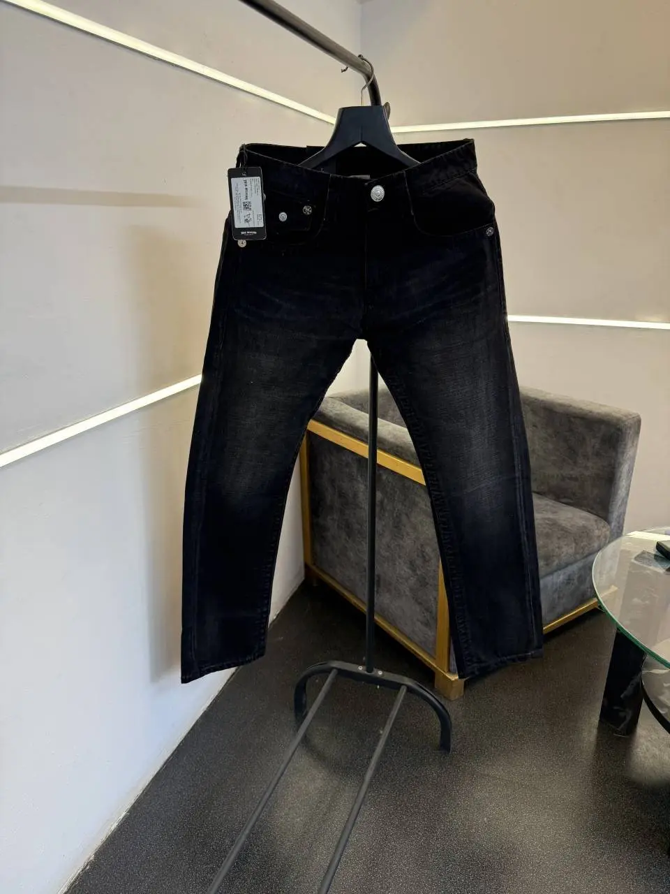 True religion imported straight fit hyperflex denim carbon black