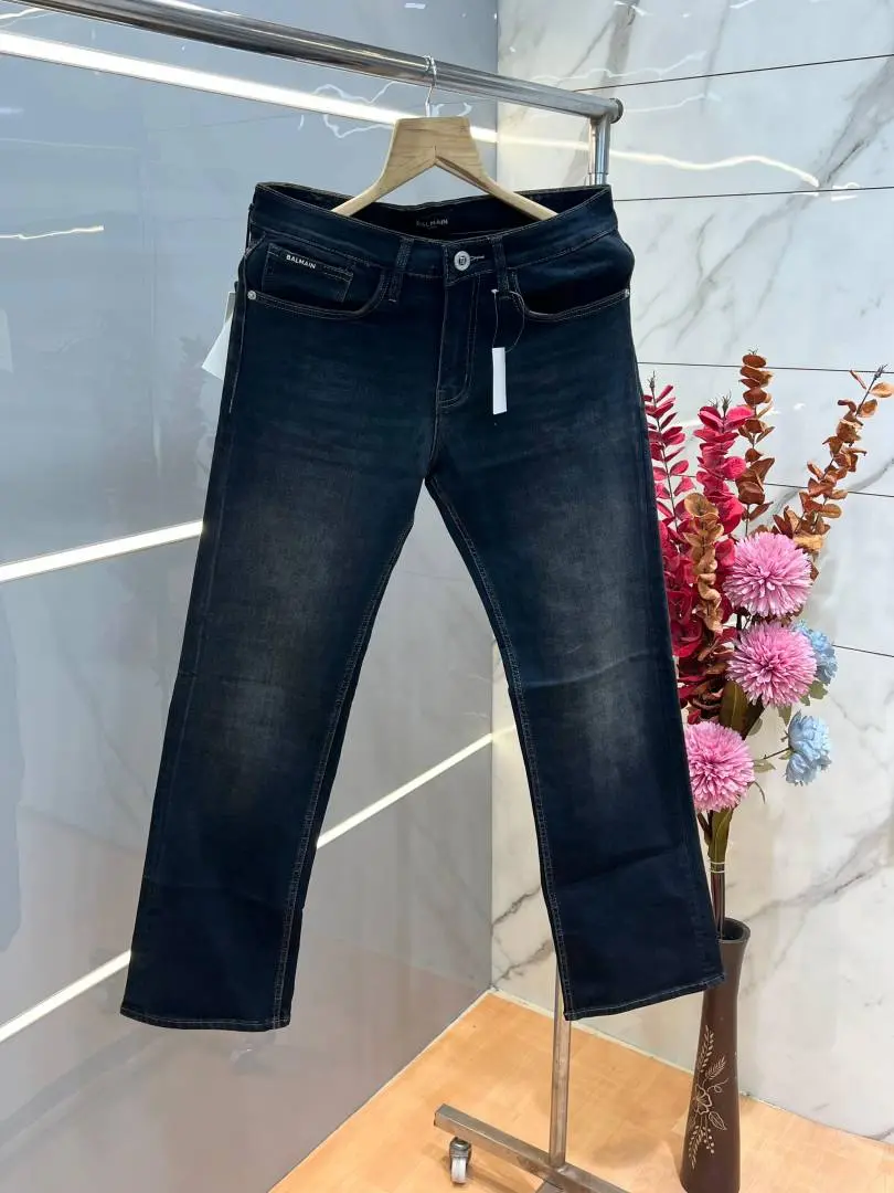Balmain Paris Green Shade Straight fit Premium Imported Stretchable Lycra Fabric Denim with Back Metal Design 3841 - Image 2
