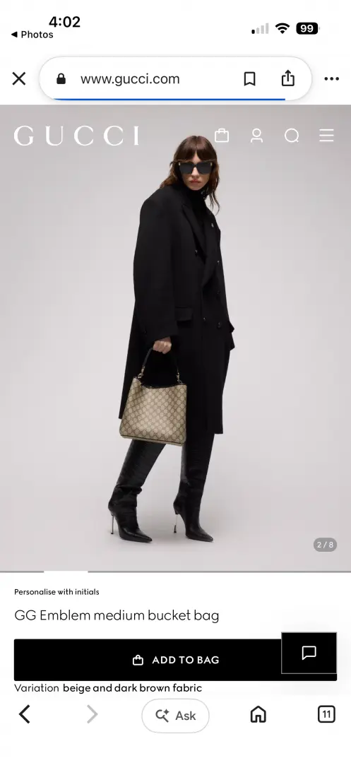 Gucci GG Emblem CB Black-Mono Medium Bucket With Original DustCover & CarryBag - Image 2