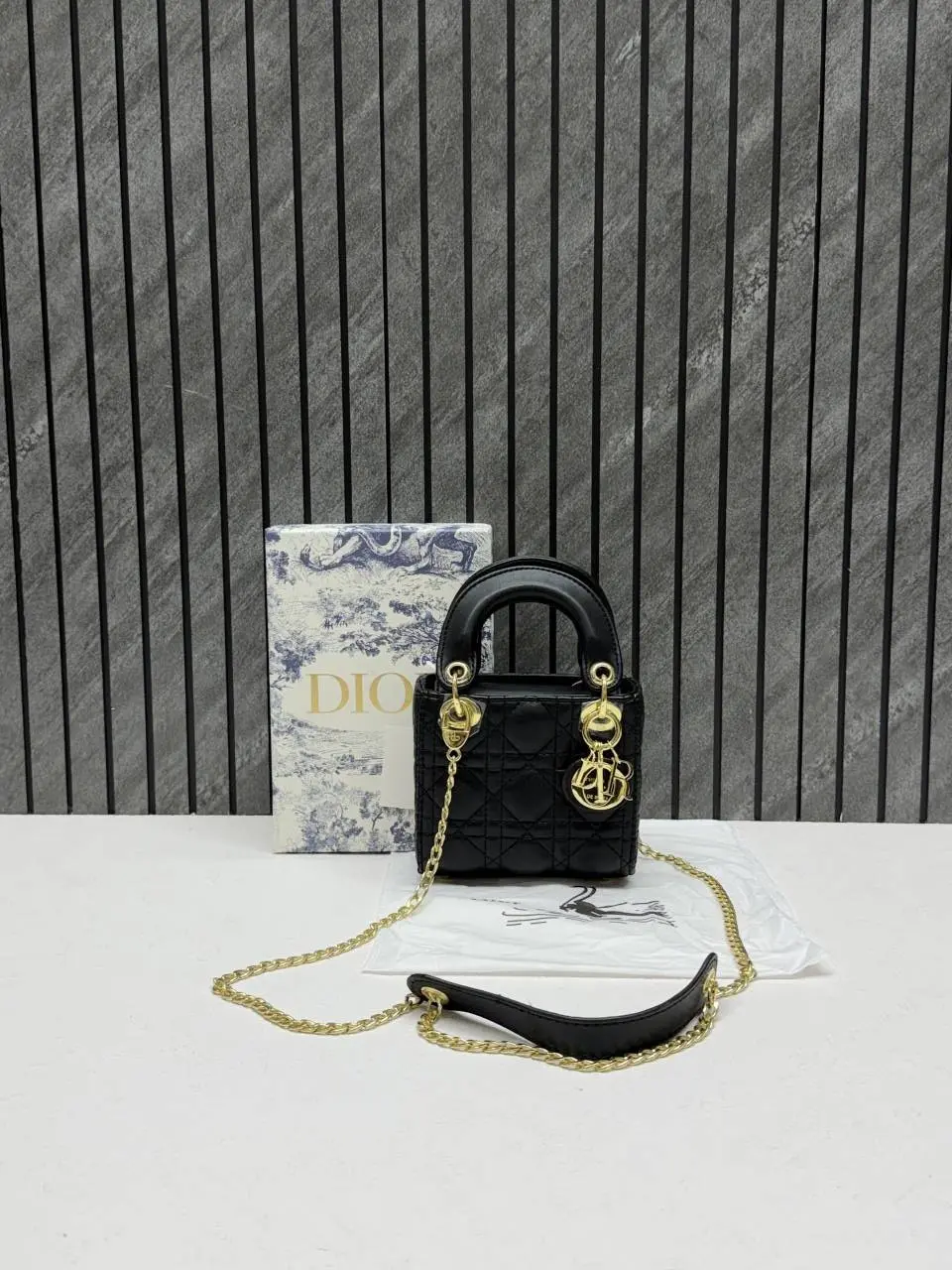 Dior 662 Lady Dioor Nano Black With Original Box Packing - Image 5
