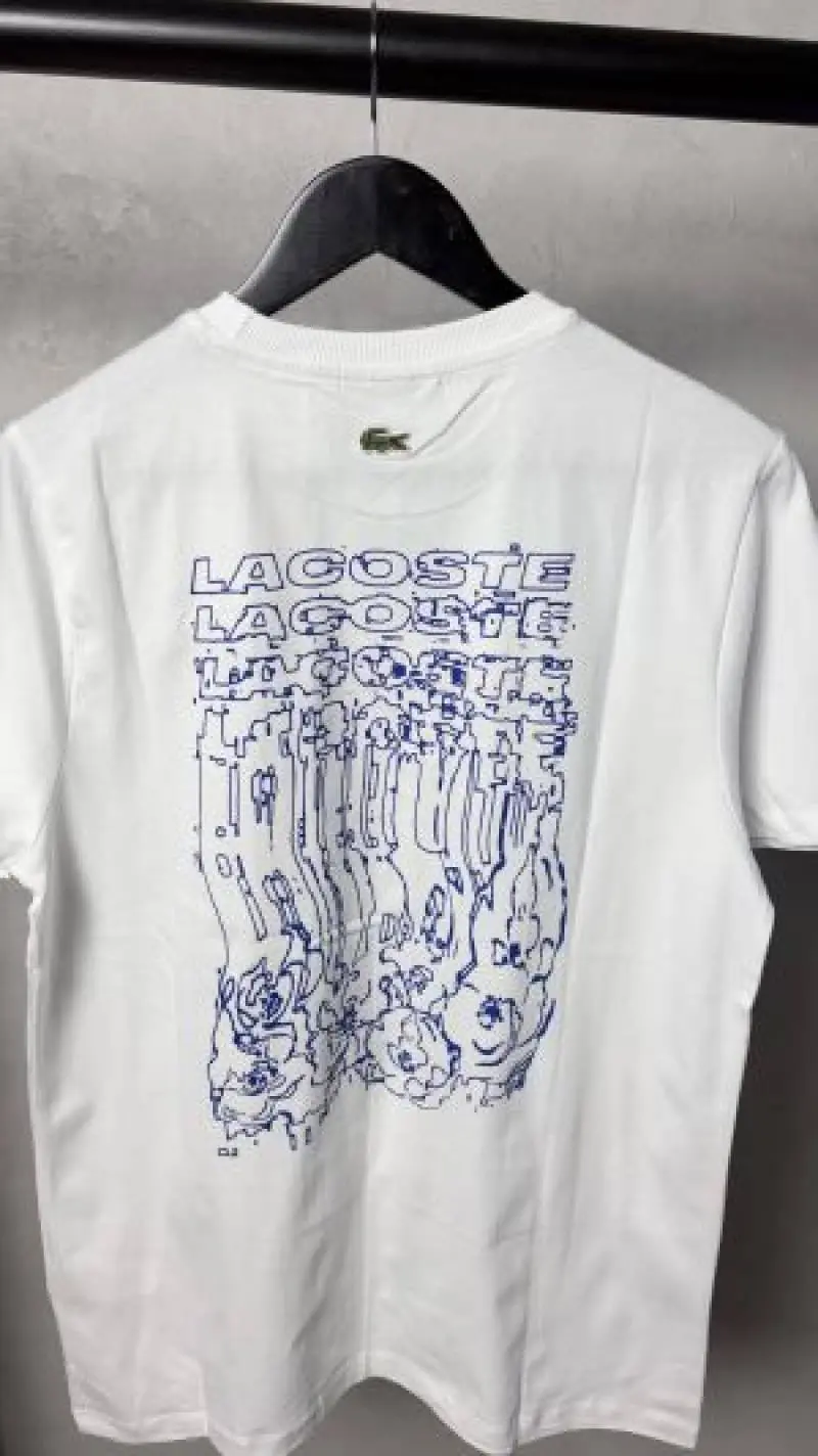 Lacoste Drip Logo White T-Shirt 1234 - Image 3