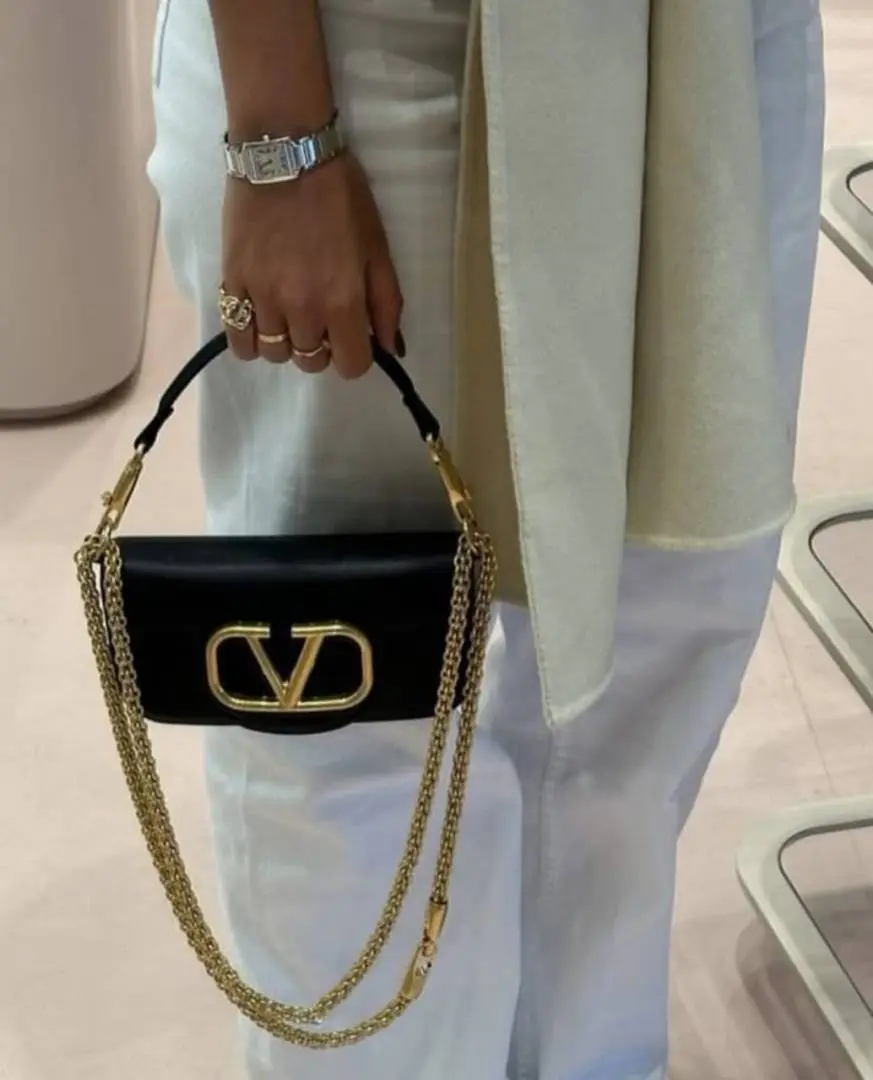 Valentino V Lock Black Small Shoulder Bag With Original Box