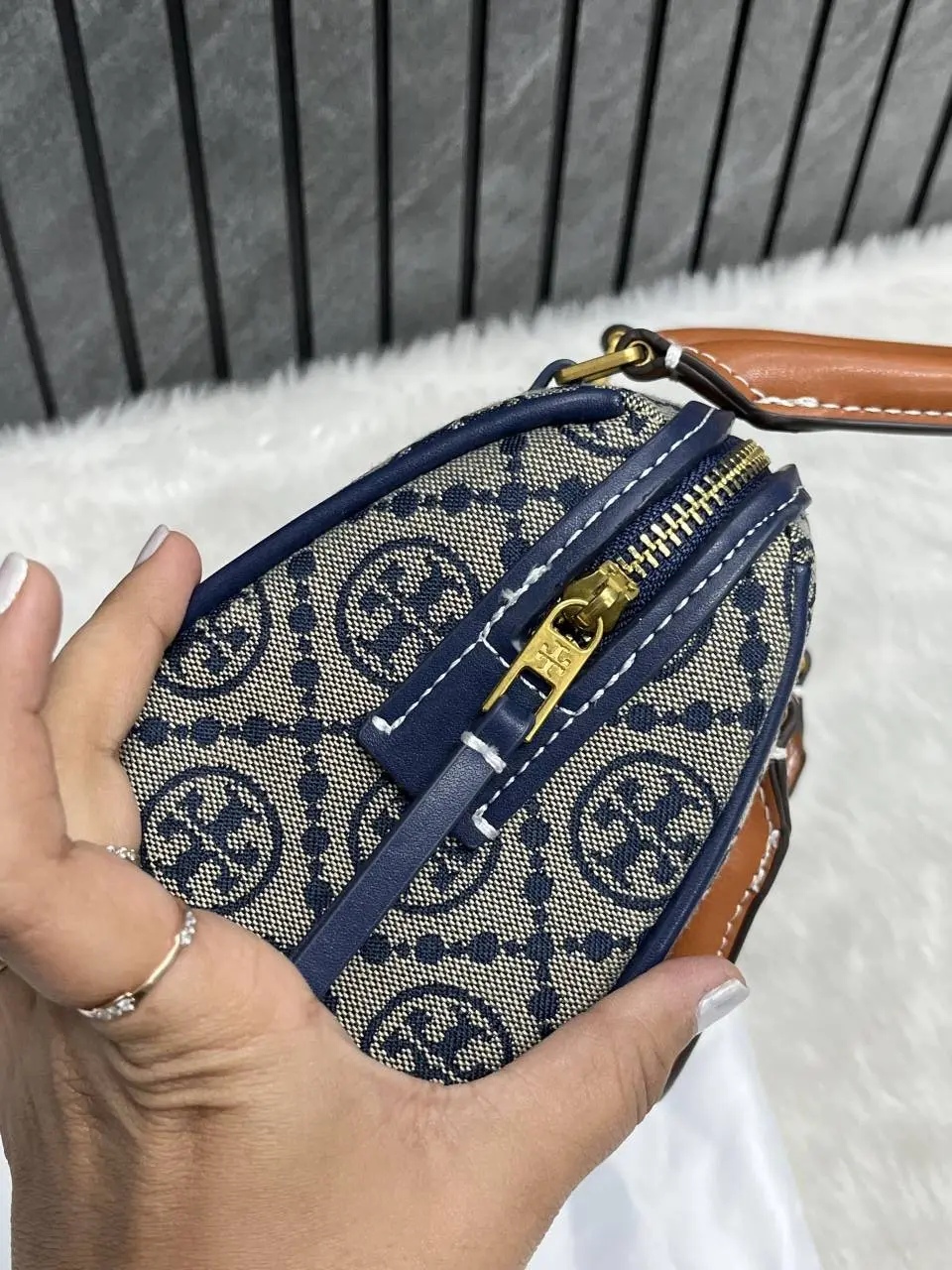 Tori Burch Mini Boston Blue With OriginalBox DustCover - Image 6