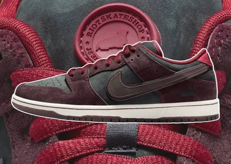 Nike riot skateshop x dunk pro sb qs low mahogany dark beetroot - Image 7