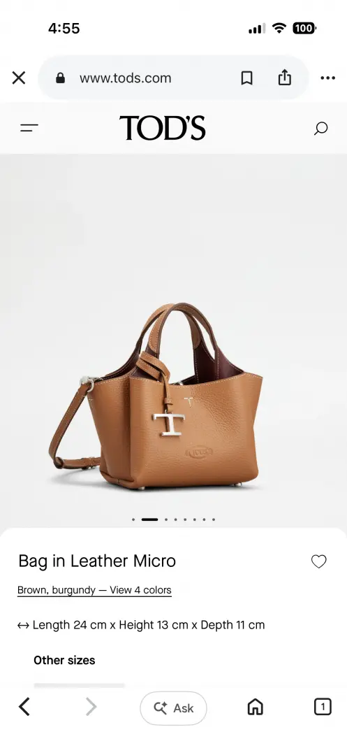 Todds Micro Leather Handbag With Originalbox & DustCover - Image 3