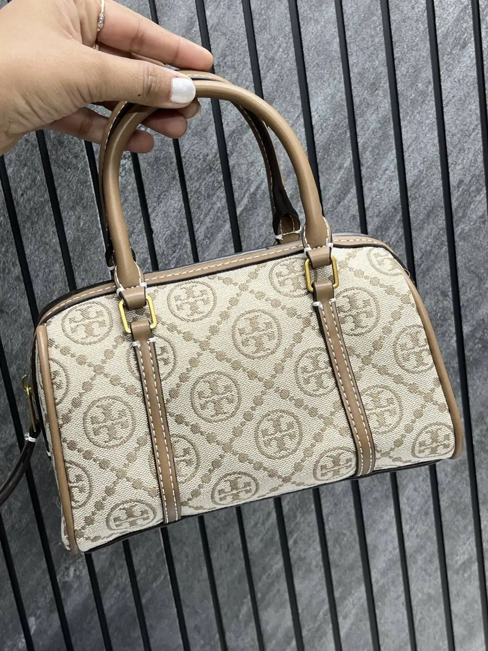 Tori Burch Mini Boston Brown With OriginalBox DustCover - Image 5
