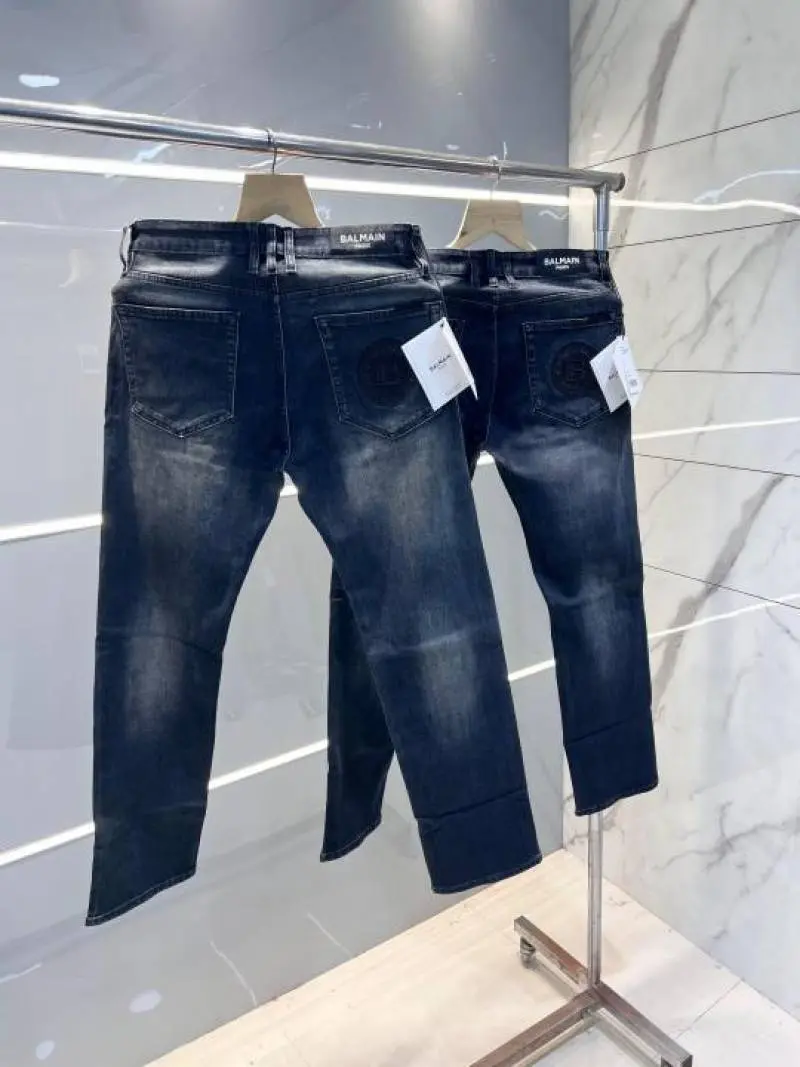 Balmain Paris Blue Shade Premium Imported Stretchable Lycra Fabric Straight Fit Denim Sale Offer 2841 - Image 4