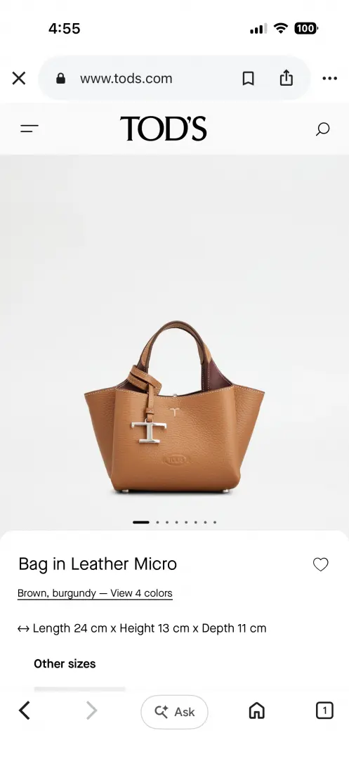 Todds Micro Leather Handbag With Originalbox & DustCover - Image 4