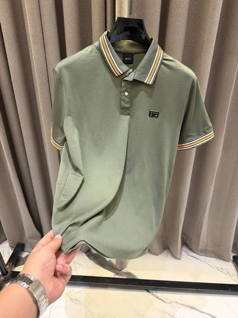 Boss Chest Logo Polo T-shirt Olive - Image 3
