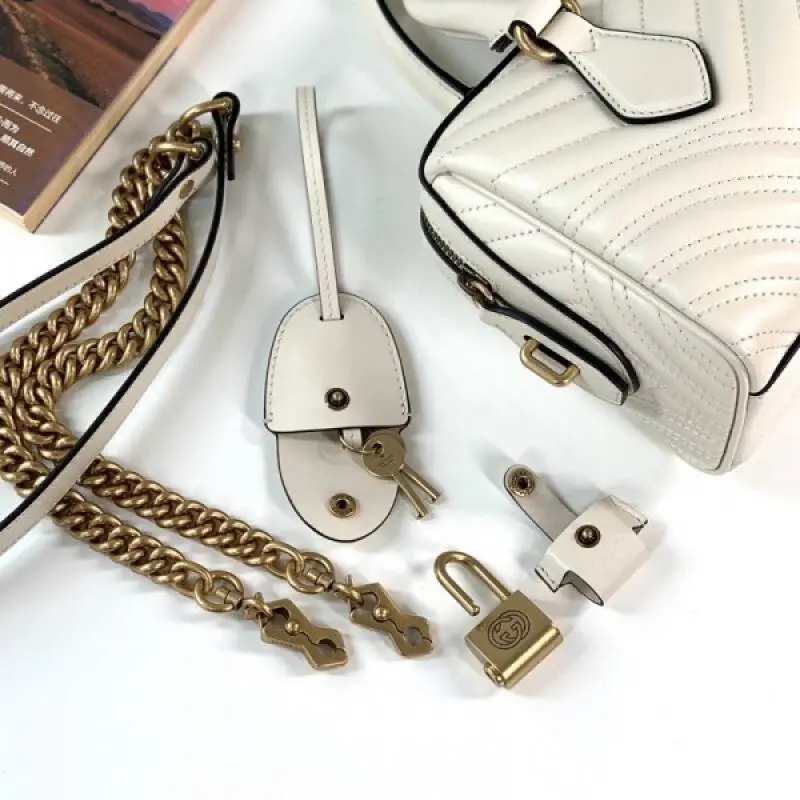Gucci 746319 Marmont Top Handle Speedy Premium Bag With OG Box & Dust Bag & Carry Bag & Accessories (White-903) - Image 7