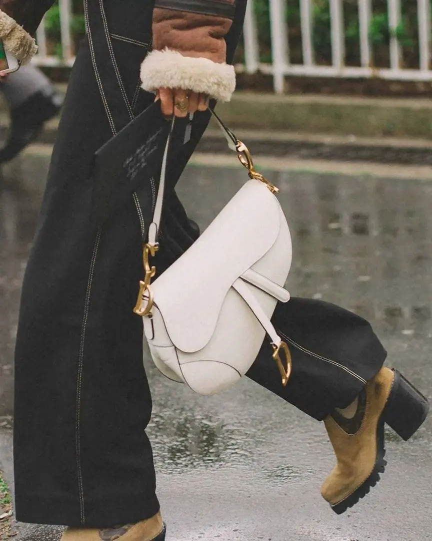 Dior CB Saddle With OriginalBox CarryBag White Leather - Image 3