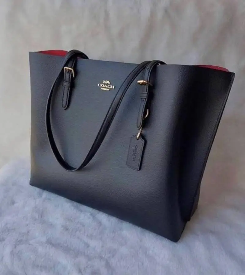 Coach1198 Mollie Premium Leather Tote Bag With OG Box & Dust Bag (Black - 1198) - Image 3