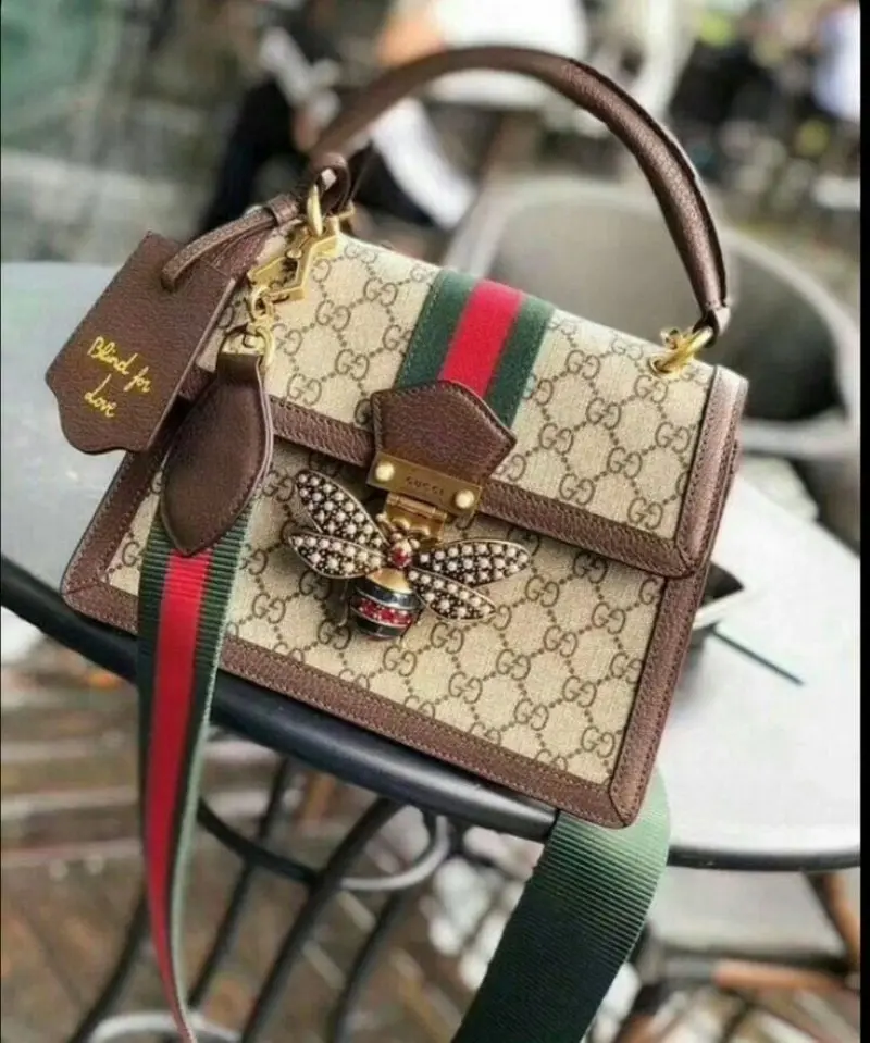 Gucci GG Bee Queen Margaret Shoulder Bag With OG Box & Dust Bag (Brown-879) - Image 2