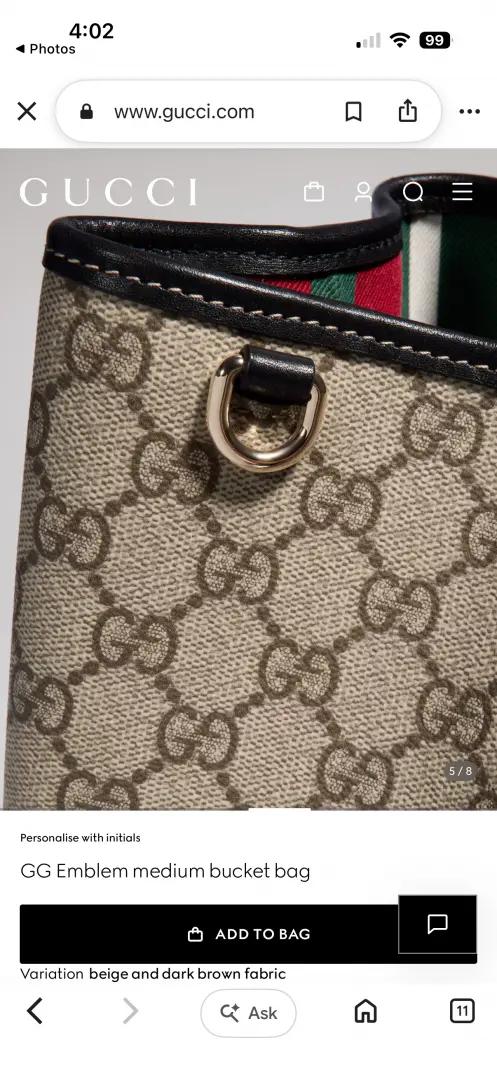 Gucci GG Emblem CB Black-Mono Medium Bucket With Original DustCover & CarryBag - Image 4