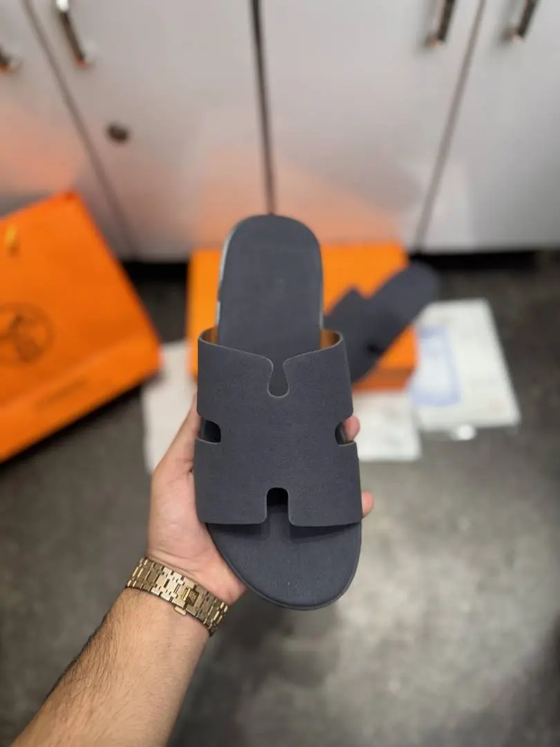Hermes IZMIR ITALIAN SLIDE GREY SUEDE 020 - Image 2