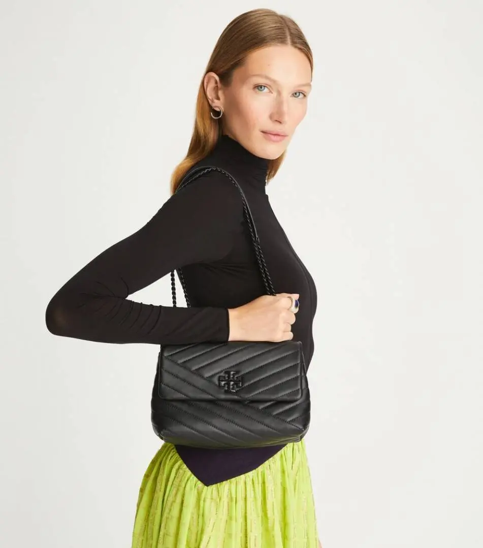Tory Burcch All Black Kira Small Convertible Quilted Shoulder Bag With Double Box OG Packing - Image 4