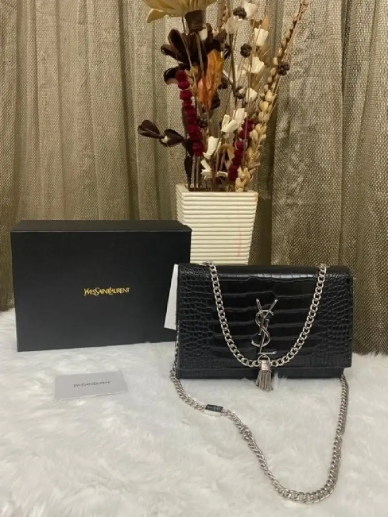 YSL Saint Laurent Kate Tassel Sling Bag With OG Box & Dust Bag (Black - 769) - Image 5