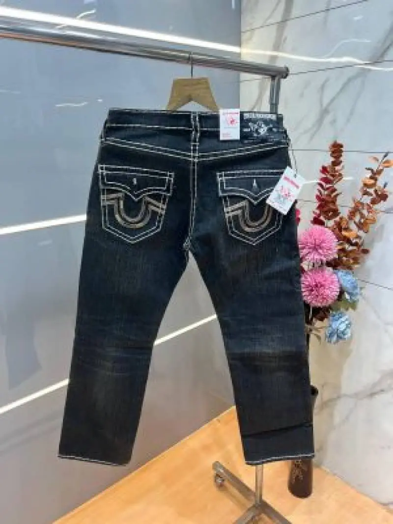 True Religion Green Shade Straight fit Premium Imported Stretchable Lycra Fabric Denim with Back Pocket Embroidered Design 4177 - Image 3