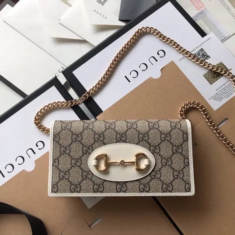 Gucci 71 Horsebit 1955 ChainWallet Crossbody With OriginalBox DustCover Premium