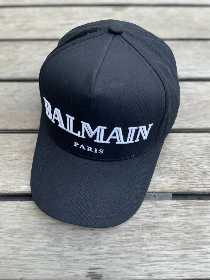 Balmain paris black white logo premium unisex cap with safety box