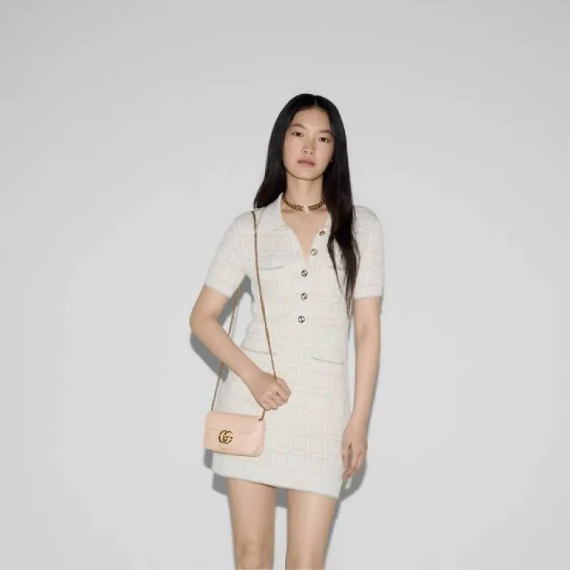 Gucci GG Marmont Mini Matelasse Shoulder Bag With OG Box & Dust Bag (Pink - 908) - Image 3