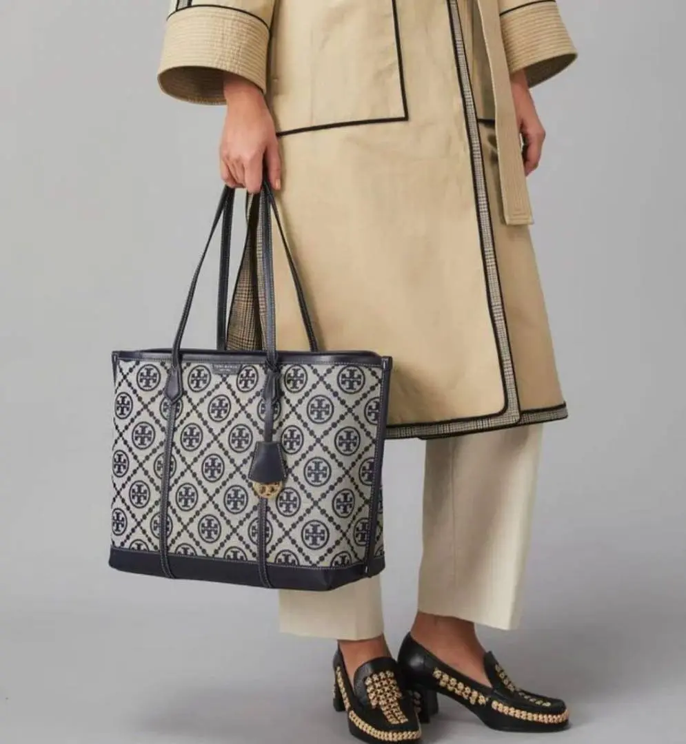 Tori Burch Jacquard Monogram Embriodery Tote With DustCover - Image 4