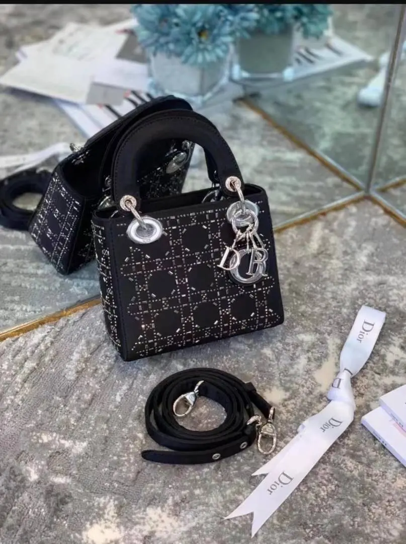 Dior Lady 8818 Starss Cannage Satin Medium Handbag With Original Box & DustCover - Image 4