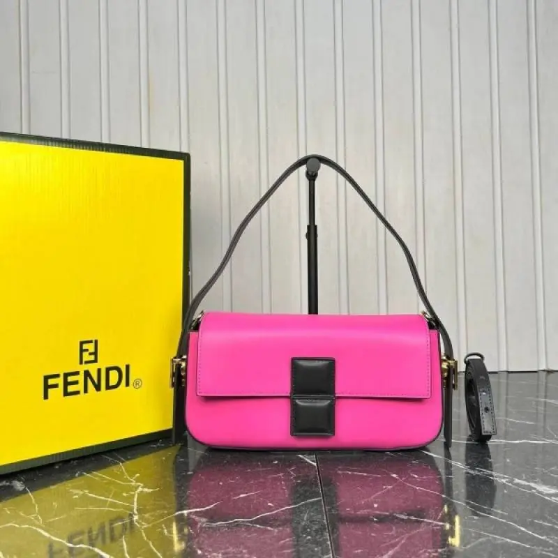 Fendi Baguette Twist Premium Shoulder Crossbody Bag With OG Box & Dust Bag & 2 Belts (Pink-930) - Image 2