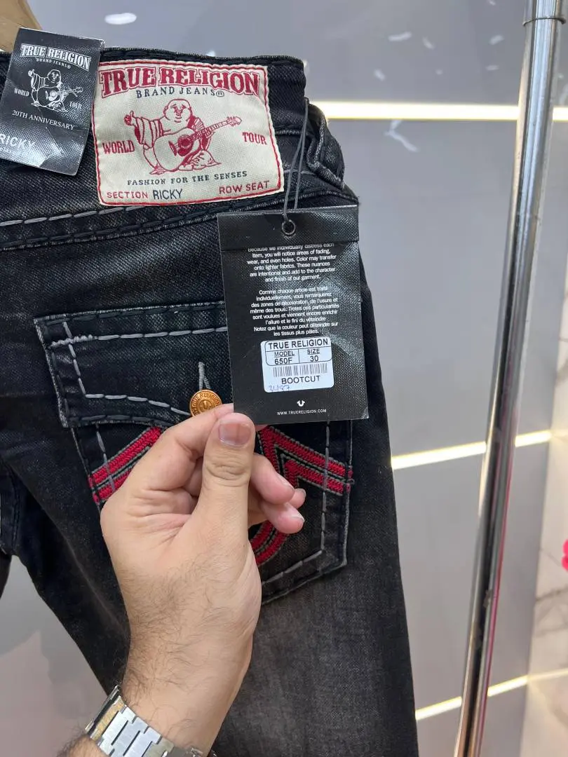 True Religio n Dark Shade Premium Imported Stretchable Lycra Fabric Boot Cut Denim with Back Flap pocket Design 3487 - Image 4