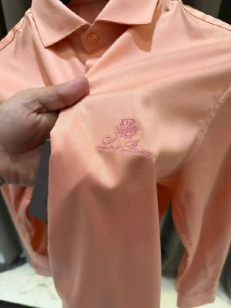 Lorro Piana Imported Korean Fabric Box Pack Full Sleeves Shirt peach Orange - Image 3